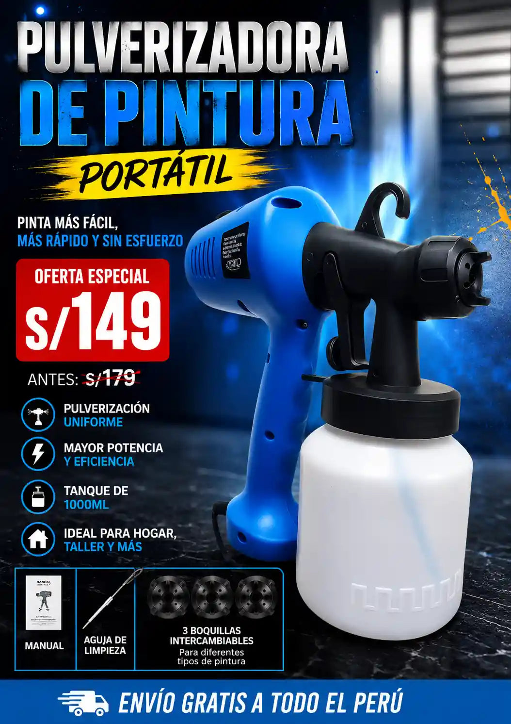 Pulverizadora portátil de pintura