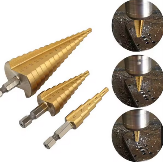 Set de 3 brocas escalonada de titanio